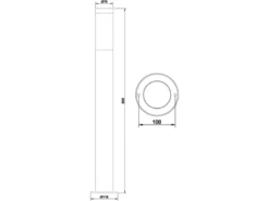 Moderne LED Pollerleuchte aus Edelstahl in Silber, Höhe 80cm