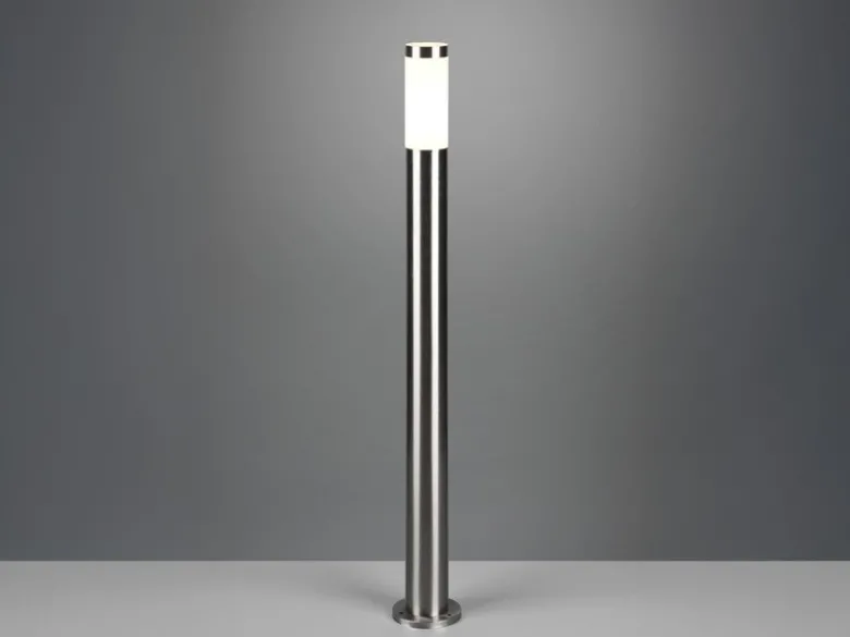 Moderne LED Pollerleuchte aus Edelstahl in Silber, Höhe 80cm