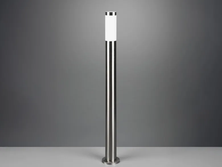 Moderne LED Pollerleuchte aus Edelstahl in Silber, Höhe 80cm