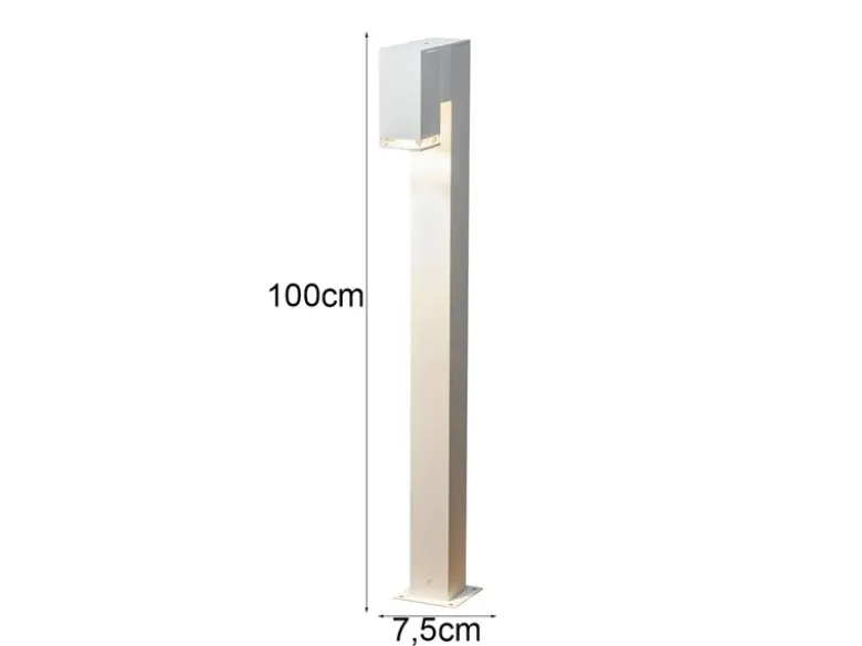 Moderne LED Pollerleuchte aus Aluminium, Höhe 100cm, Weiß
