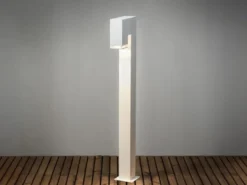 Moderne LED Pollerleuchte aus Aluminium, Höhe 100cm, Weiß