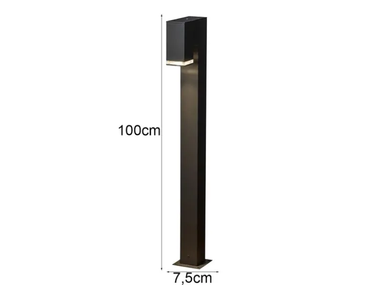 Moderne LED Pollerleuchte aus Aluminium, Höhe 100cm, Schwarz