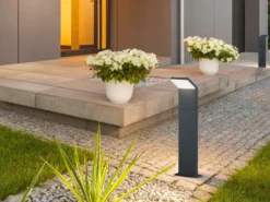 Moderne LED Pollerleuchte PEARL aus Aluminium Anthrazit, Höhe 50cm