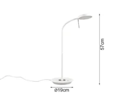 Moderne LED Schreibtischlampe MONZA dimmbar mit Flexarm, Weiß, Höhe 57cm