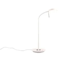 Moderne LED Schreibtischlampe MONZA dimmbar mit Flexarm, Weiß, Höhe 57cm