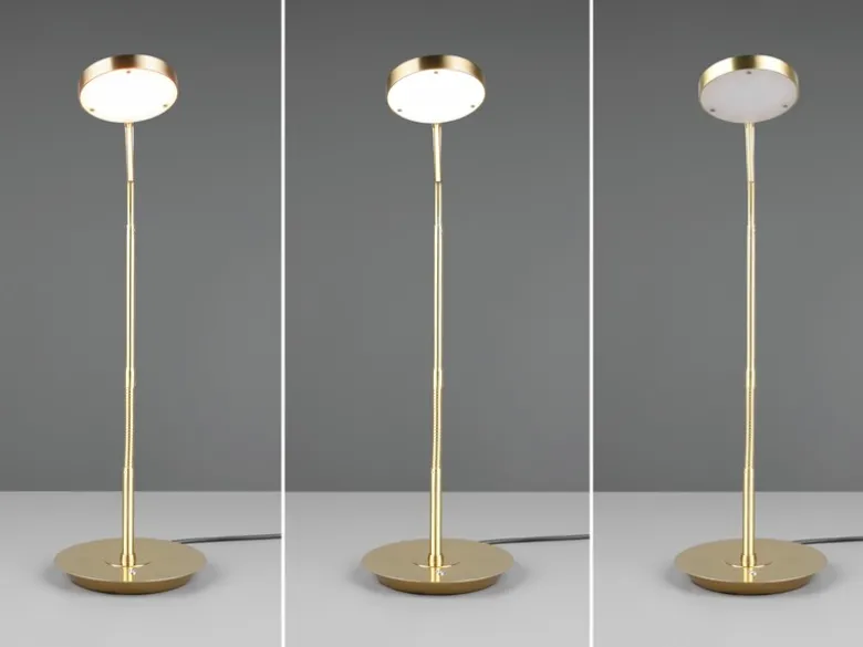Moderne LED Schreibtischlampe MONZA dimmbar mit Flexarm, Messing, Höhe 57cm
