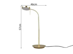 Moderne LED Schreibtischlampe MONZA dimmbar mit Flexarm, Messing, Höhe 57cm