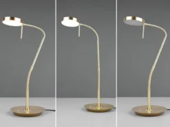 Moderne LED Schreibtischlampe MONZA dimmbar mit Flexarm, Messing, Höhe 57cm