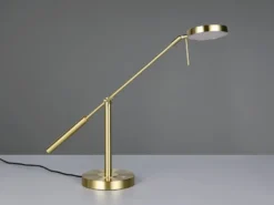 Moderne LED Schreibtischlampe MONZA dimmbar mit Schwenkarm, Messing Höhe 52cm