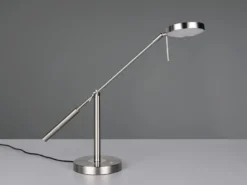 Moderne LED Schreibtischlampe MONZA dimmbar mit Schwenkarm, Silber Höhe 52cm