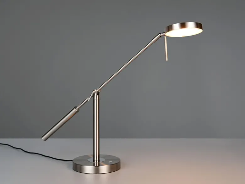 Moderne LED Schreibtischlampe MONZA dimmbar mit Schwenkarm, Silber Höhe 52cm