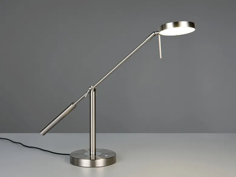 Moderne LED Schreibtischlampe MONZA dimmbar mit Schwenkarm, Silber Höhe 52cm