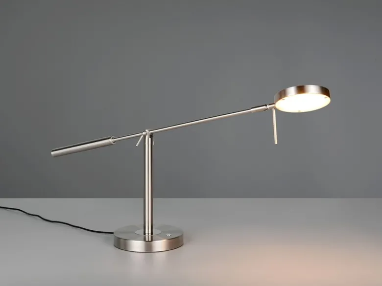 Moderne LED Schreibtischlampe MONZA dimmbar mit Schwenkarm, Silber Höhe 52cm