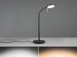 Moderne LED Schreibtischlampe MONZA dimmbar mit Flexarm, Schwarz, Höhe 57cm