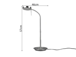 Moderne LED Schreibtischlampe MONZA dimmbar mit Flexarm, Silber, Höhe 57cm