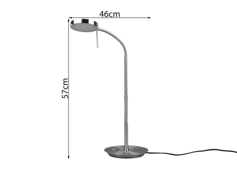 Moderne LED Schreibtischlampe MONZA dimmbar mit Flexarm, Silber, Höhe 57cm