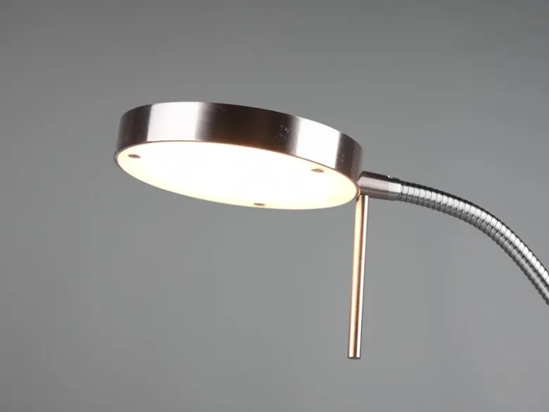 Moderne LED Schreibtischlampe MONZA dimmbar mit Flexarm, Silber, Höhe 57cm