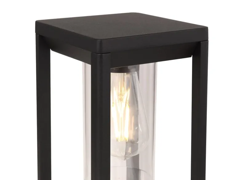 Moderne LED Sockelleuchte aus Druckguss Aluminium in Schwarz, Höhe 35cm