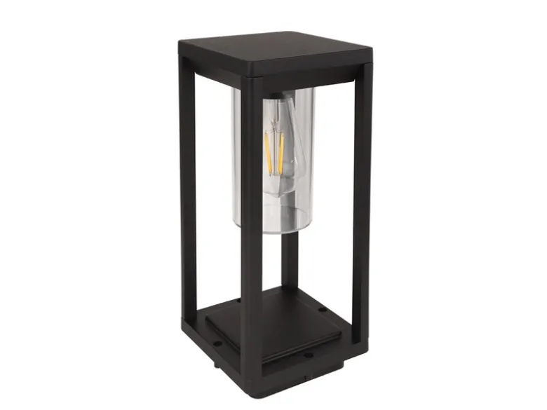 Moderne LED Sockelleuchte aus Druckguss Aluminium in Schwarz, Höhe 35cm