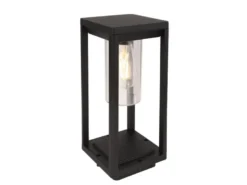 Moderne LED Sockelleuchte aus Druckguss Aluminium in Schwarz, Höhe 35cm