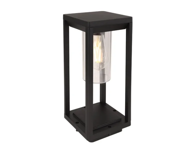 Moderne LED Sockelleuchte aus Druckguss Aluminium in Schwarz, Höhe 35cm