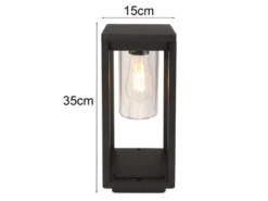 Moderne LED Sockelleuchte aus Druckguss Aluminium in Schwarz, Höhe 35cm
