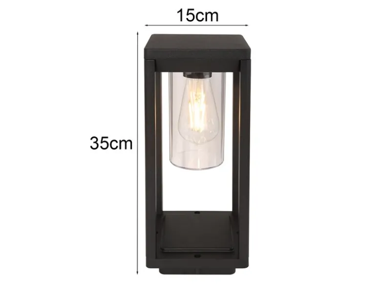 Moderne LED Sockelleuchte aus Druckguss Aluminium in Schwarz, Höhe 35cm