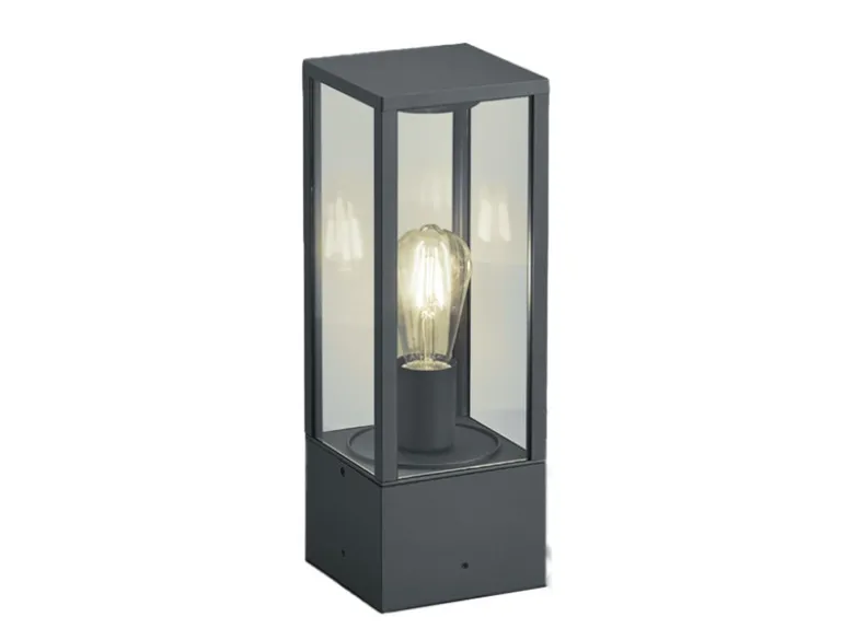 Moderne LED Sockelleuchte in Anthrazit mit Glas, Höhe 40cm