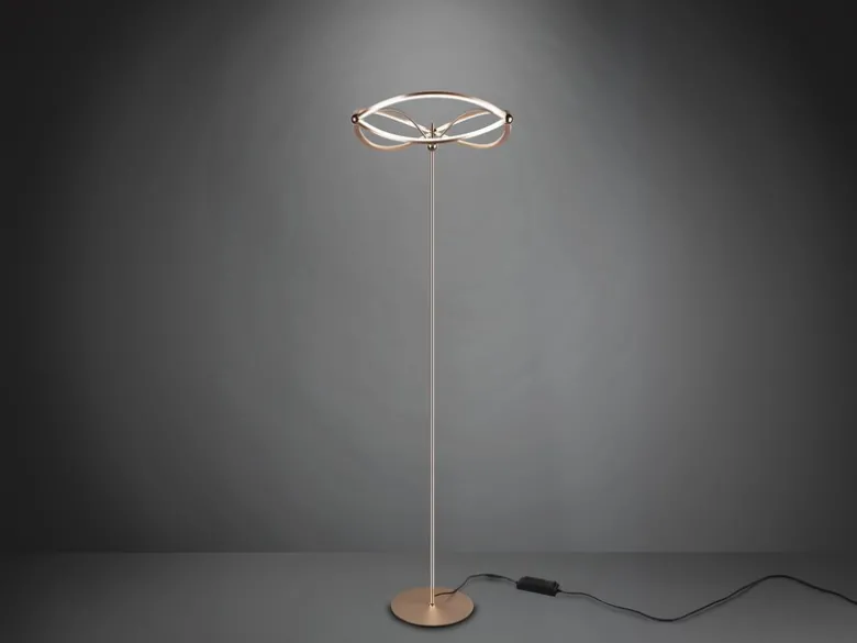 Moderne LED Stehlampe CHARIVARI Messing matt, Höhe 175cm