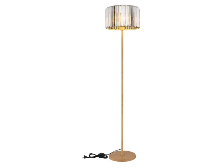 Moderne LED Stehlampe mit Lampenschirm aus Rauchglas Kristall, Höhe 150cm