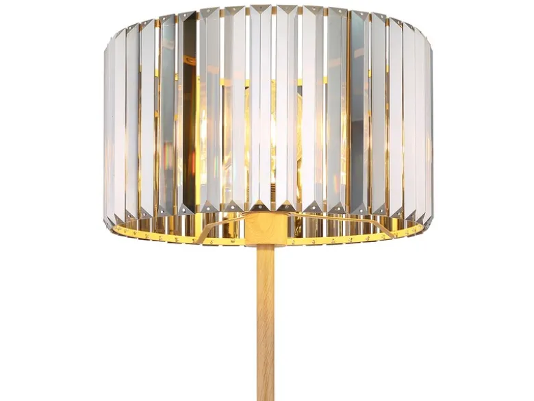 Moderne LED Stehlampe mit Lampenschirm aus Rauchglas Kristall, Höhe 150cm
