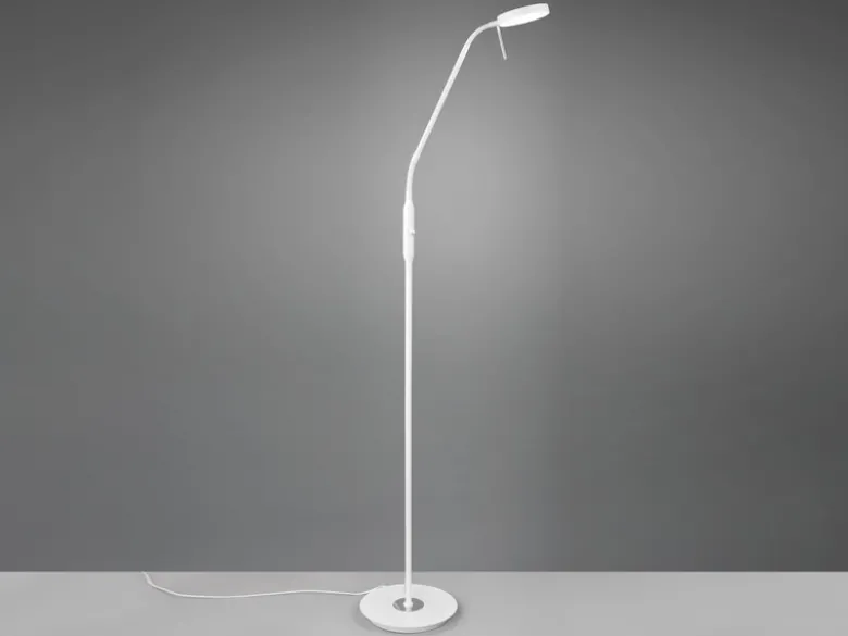 Moderne LED Stehlampe MONZA dimmbar mit Flexarm, Weiß, Höhe 145cm