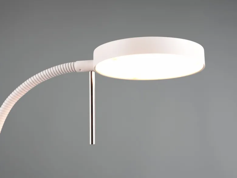 Moderne LED Stehlampe MONZA dimmbar mit Flexarm, Weiß, Höhe 145cm