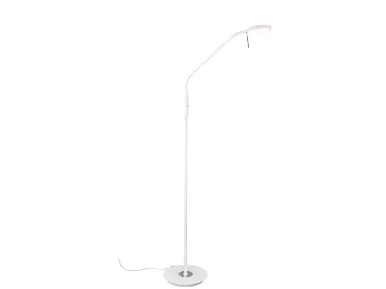 Moderne LED Stehlampe MONZA dimmbar mit Flexarm, Weiß, Höhe 145cm
