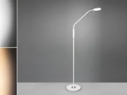 Moderne LED Stehlampe MONZA dimmbar mit Flexarm, Weiß, Höhe 145cm