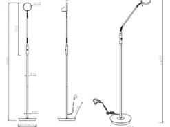 Moderne LED Stehlampe MONZA dimmbar mit Flexarm, Weiß, Höhe 145cm