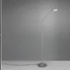 Moderne LED Stehlampe MONZA dimmbar mit Flexarm, Silber, Höhe 145cm