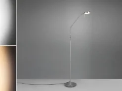 Moderne LED Stehlampe MONZA dimmbar mit Flexarm, Silber, Höhe 145cm