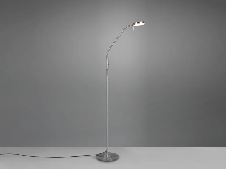 Moderne LED Stehlampe MONZA dimmbar mit Flexarm, Silber, Höhe 145cm