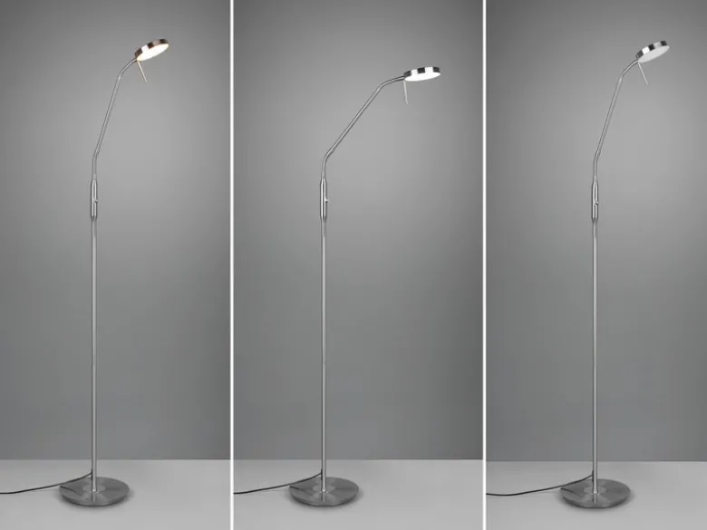 Moderne LED Stehlampe MONZA dimmbar mit Flexarm, Silber, Höhe 145cm