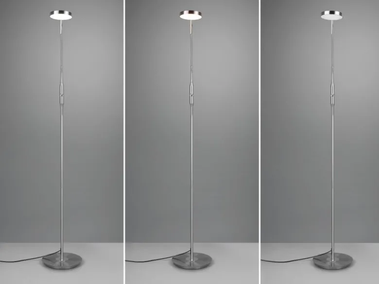 Moderne LED Stehlampe MONZA dimmbar mit Flexarm, Silber, Höhe 145cm