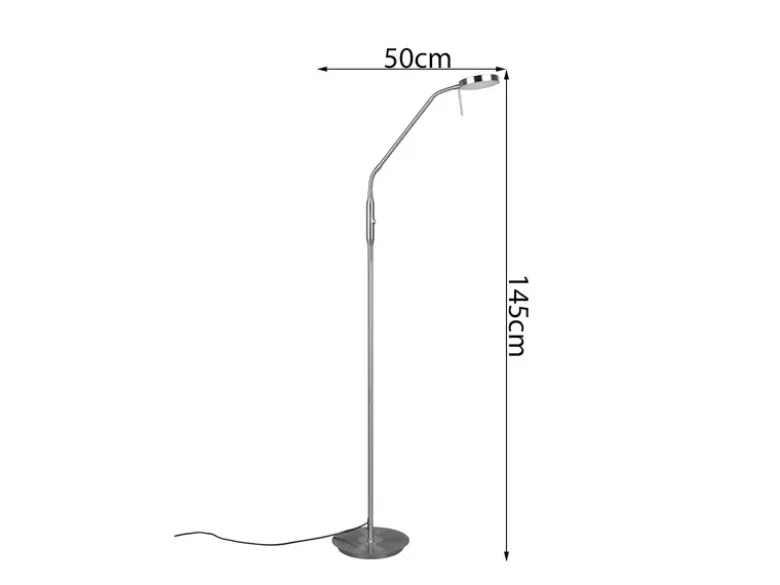 Moderne LED Stehlampe MONZA dimmbar mit Flexarm, Silber, Höhe 145cm