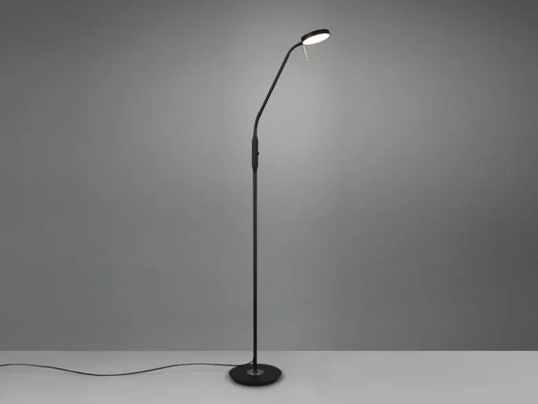 Moderne LED Stehlampe MONZA dimmbar mit Flexarm, Schwarz, Höhe 145cm