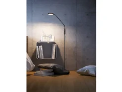 Moderne LED Stehlampe MONZA dimmbar mit Flexarm, Schwarz, Höhe 145cm