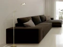 Moderne LED Stehlampe MONZA dimmbar mit Flexarm, Messing, Höhe 145cm