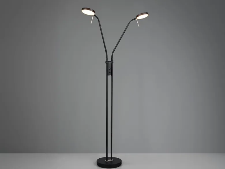 Moderne LED Stehlampe MONZA dimmbar, 2-flammig Schwarz, Höhe 160cm