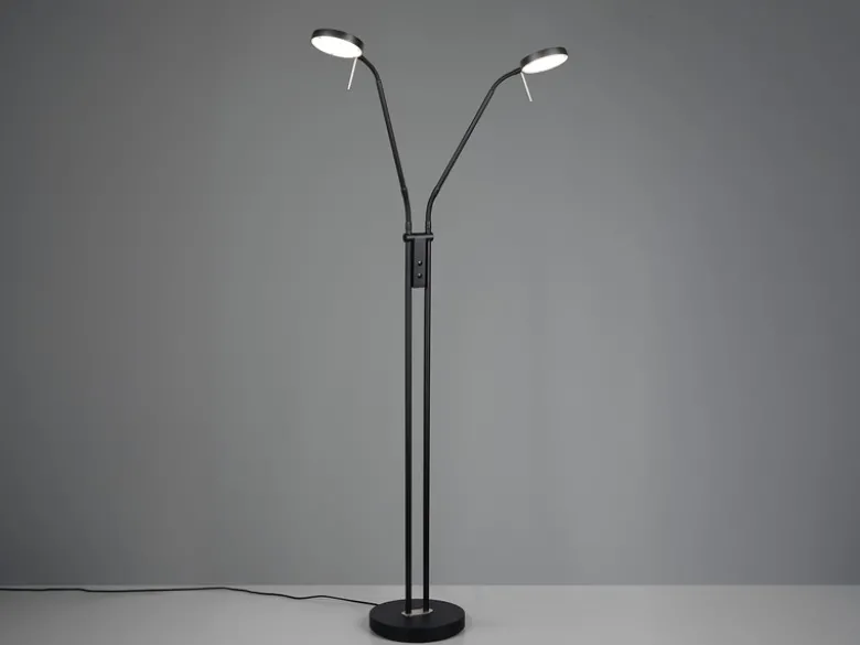 Moderne LED Stehlampe MONZA dimmbar, 2-flammig Schwarz, Höhe 160cm