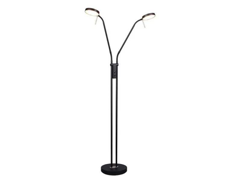 Moderne LED Stehlampe MONZA dimmbar, 2-flammig Schwarz, Höhe 160cm
