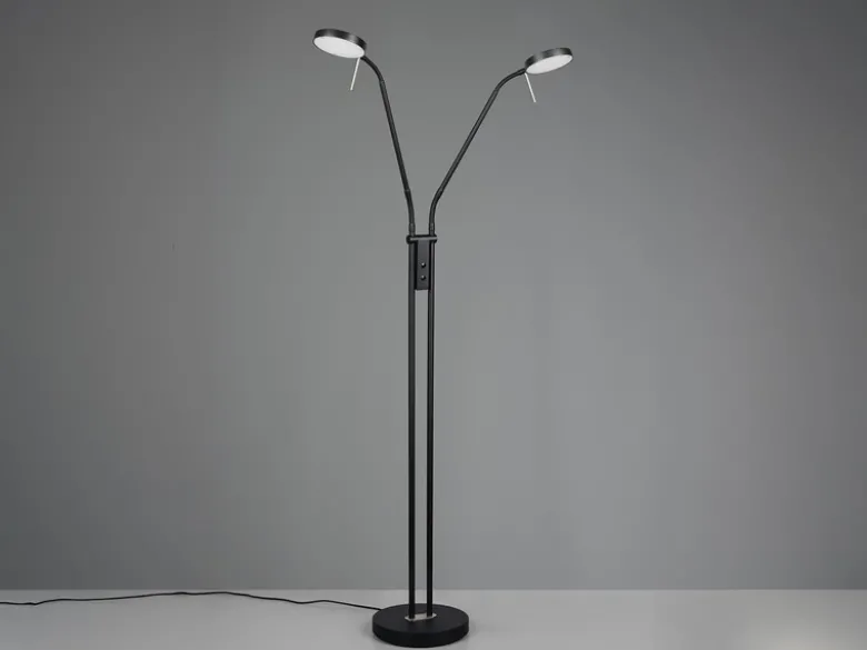 Moderne LED Stehlampe MONZA dimmbar, 2-flammig Schwarz, Höhe 160cm