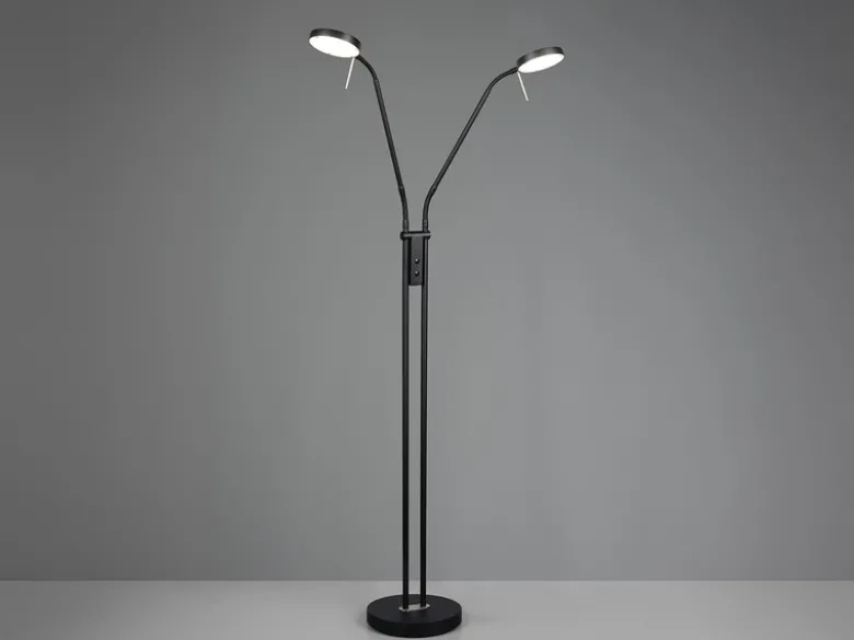 Moderne LED Stehlampe MONZA dimmbar, 2-flammig Schwarz, Höhe 160cm